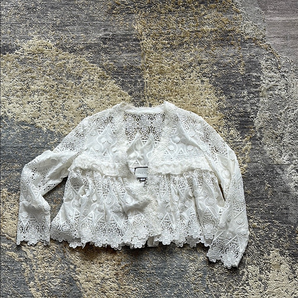 Alexis White Lace Ruffled Blouse